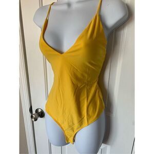 Fashion nova, yellow leotard size m body suit thong